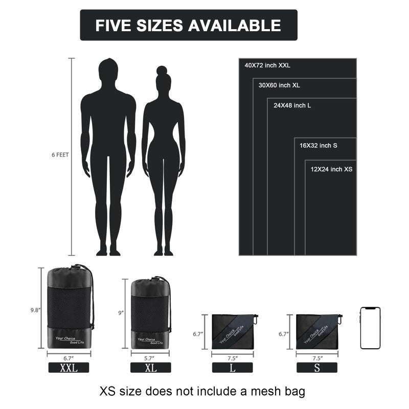 Your Choice Quick Dry Towel - Super Absorbent Microfiber for Gym, Travel, Camping | Ultra Compact & Lightweight(S/Black) - Image 3